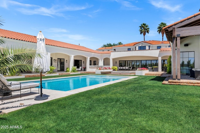2339 E Virgo Pl, Chandler, AZ 85249 - swimming pool with a lawn and a patio area