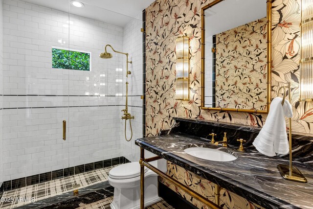 2339 E Virgo Pl, Chandler, AZ 85249 - full bath with a stall shower, toilet, vanity, and recessed lighting