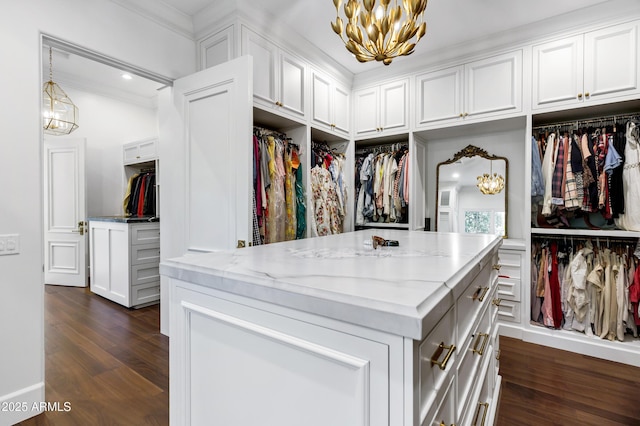 2339 E Virgo Pl, Chandler, AZ 85249 - walk in closet with a chandelier and dark wood-type flooring
