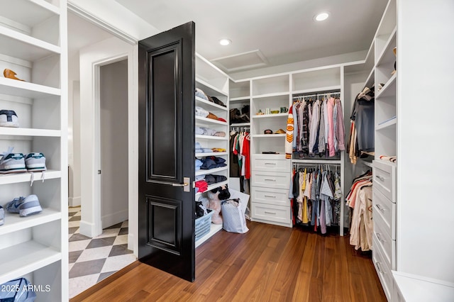 2339 E Virgo Pl, Chandler, AZ 85249 - spacious closet with attic access and dark wood-style floors
