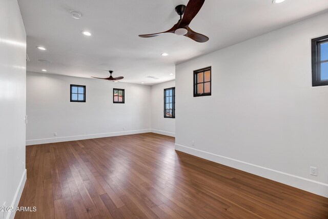 2339 E Virgo Pl, Chandler, AZ 85249 - unfurnished room featuring ceiling fan, baseboards, a smoke detector, recessed lighting, and wood finished floors