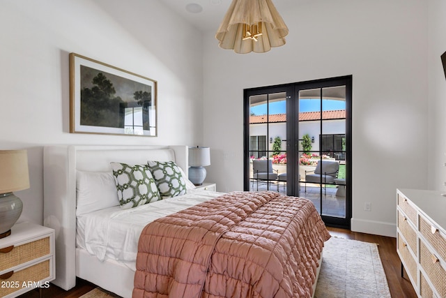 2339 E Virgo Pl, Chandler, AZ 85249 - bedroom featuring french doors, access to outside, dark wood-style flooring, and baseboards