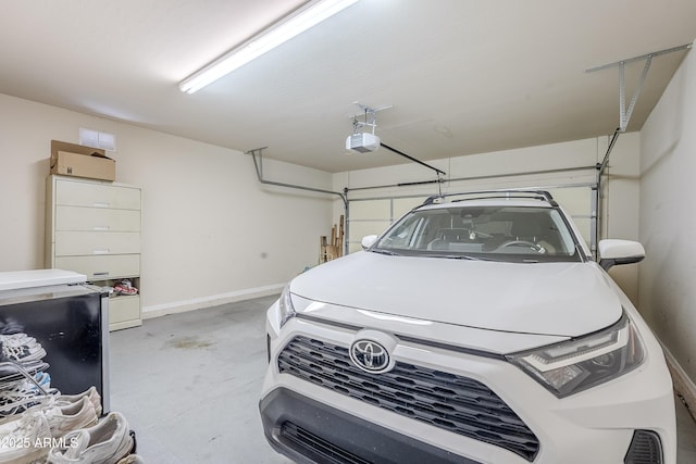 garage with a garage door opener