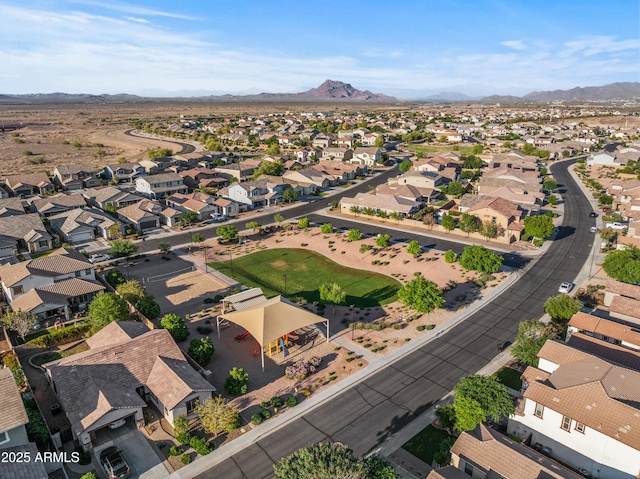 bird's eye view featuring a mountain view and a residential view
