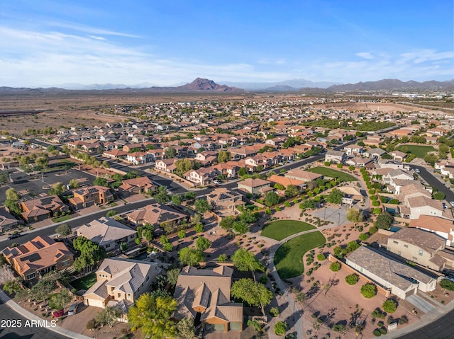 bird's eye view featuring a mountain view and a residential view