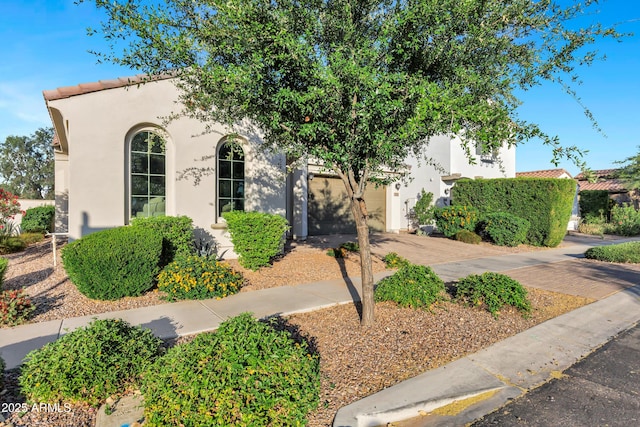 view of front of property featuring stucco siding and driveway