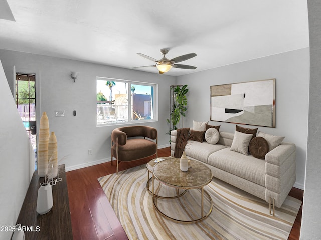 1750 E Mateo Cir Unit 103, Mesa, AZ 85204 - living room with plenty of natural light, wood finished floors, and ceiling fan