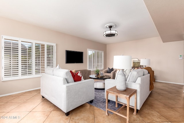 view of tiled living room