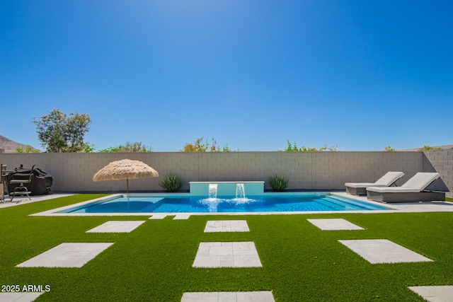view of swimming pool featuring a patio area