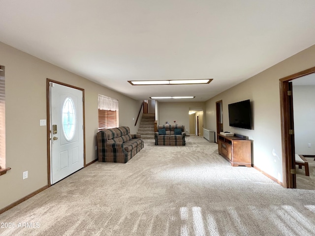5408 Corda Ln, Show Low, AZ 85901 - carpeted living room with stairway and baseboards