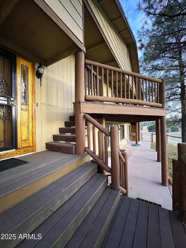5408 Corda Ln, Show Low, AZ 85901 - wooden terrace featuring stairway
