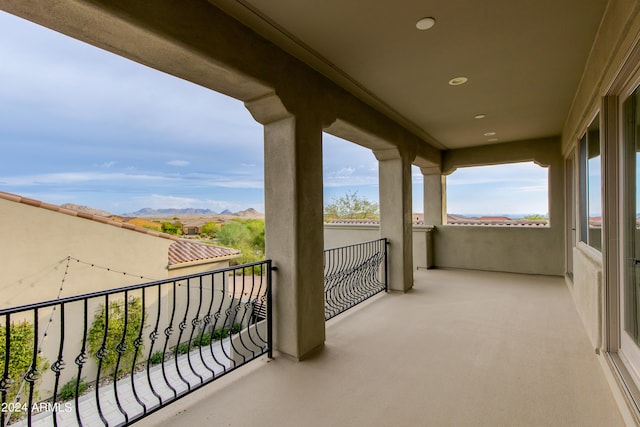 balcony with a mountain view