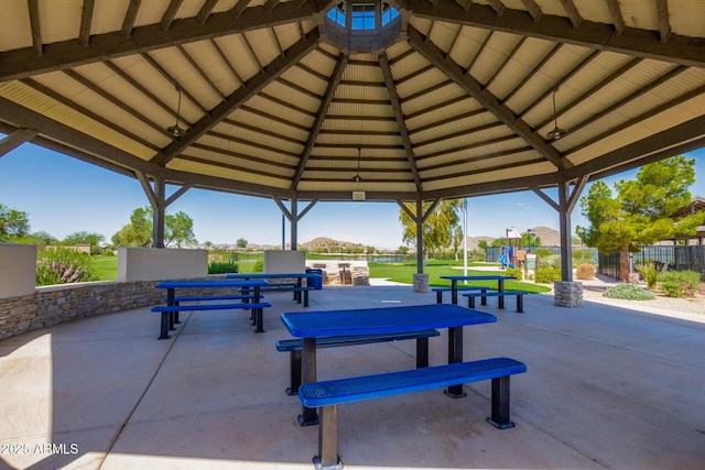 654 E Taylor Trl, San Tan Valley, AZ 85143 - view of patio / terrace with a gazebo and outdoor dining area