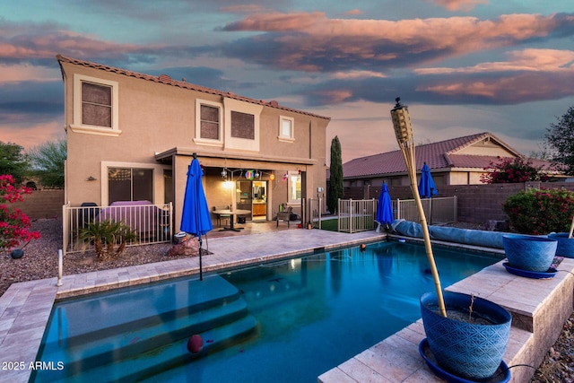 654 E Taylor Trl, San Tan Valley, AZ 85143 - view of pool with a fenced backyard and a patio