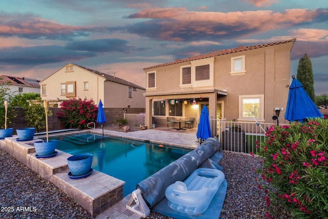 654 E Taylor Trl, San Tan Valley, AZ 85143 - view of swimming pool featuring a patio area and a fenced backyard