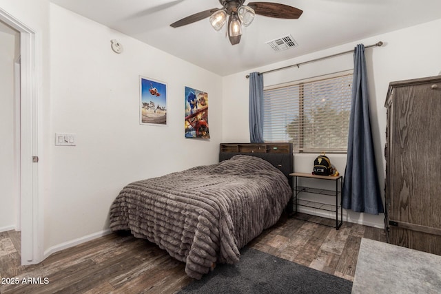 654 E Taylor Trl, San Tan Valley, AZ 85143 - bedroom with wood finished floors, baseboards, and ceiling fan
