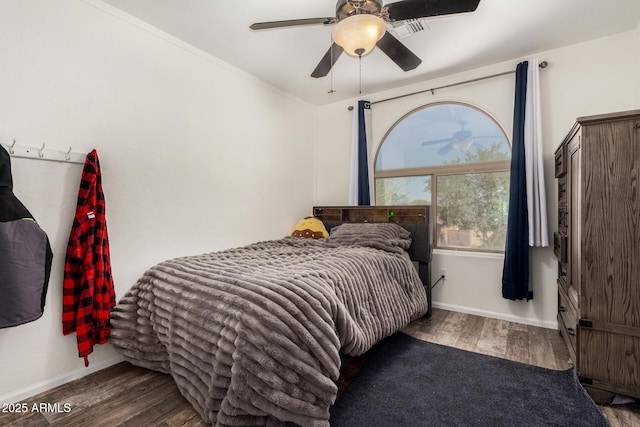 654 E Taylor Trl, San Tan Valley, AZ 85143 - bedroom featuring wood finished floors, baseboards, and ceiling fan