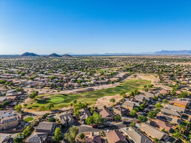 654 E Taylor Trl, San Tan Valley, AZ 85143 - aerial view of property and surrounding area with mountains, nearby suburban area, and a golf course