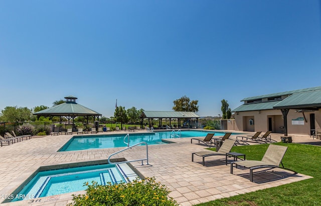 654 E Taylor Trl, San Tan Valley, AZ 85143 - community pool featuring a gazebo, a patio, and a community hot tub