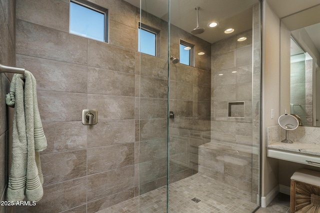 26673 W Ponderosa Ln, Buckeye, AZ 85396 - bathroom with recessed lighting and a shower stall