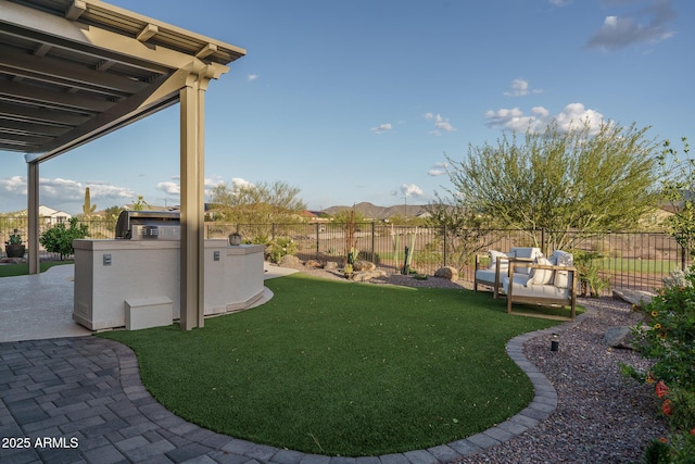26673 W Ponderosa Ln, Buckeye, AZ 85396 - view of yard featuring outdoor lounge area, a fenced backyard, area for grilling, and a patio area