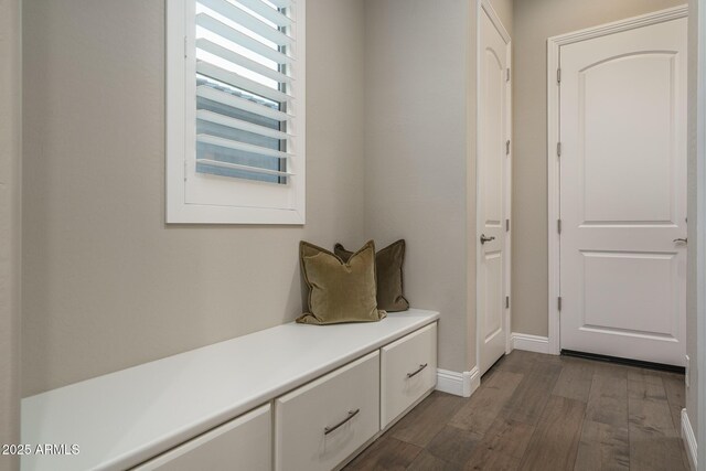 26673 W Ponderosa Ln, Buckeye, AZ 85396 - mudroom with dark wood finished floors and baseboards