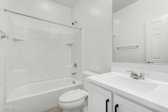 full bathroom with shower / bath combination, vanity, and toilet