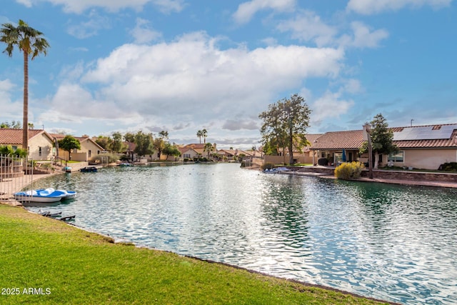 view of water feature with a residential view