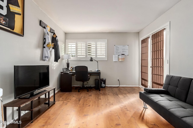 office space featuring light hardwood / wood-style flooring