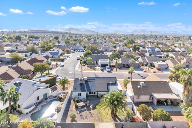 bird's eye view with a mountain view