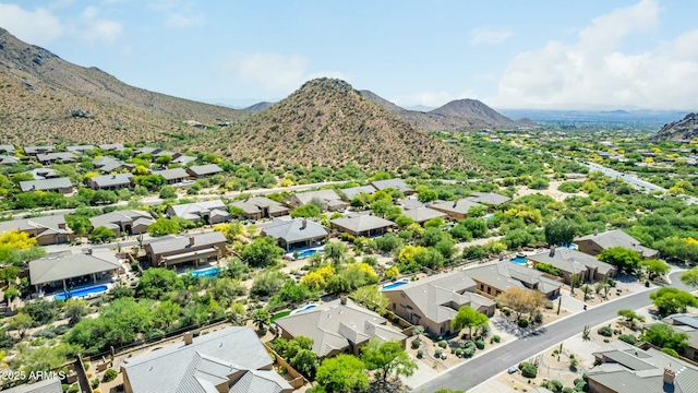 bird's eye view with a residential view and a mountain view