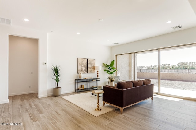 living room featuring light wood-type flooring