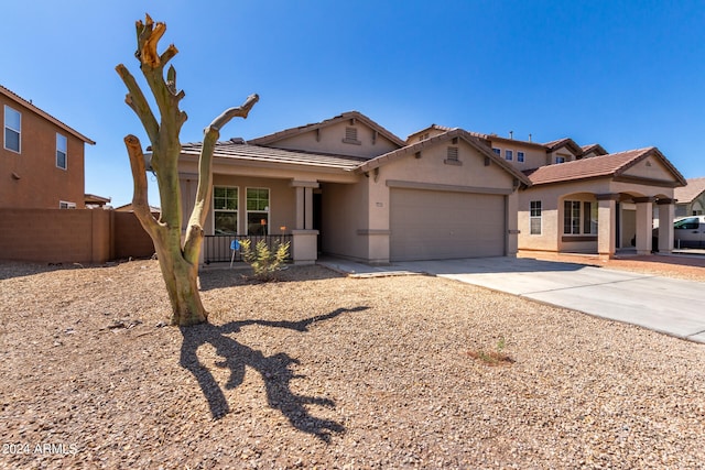 view of front of property featuring a garage