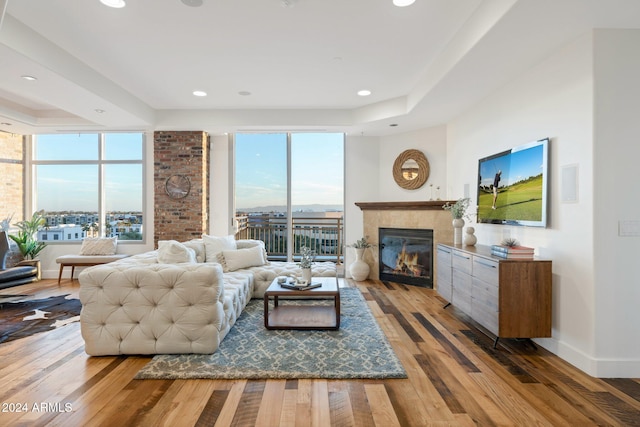 living room with hardwood / wood-style floors