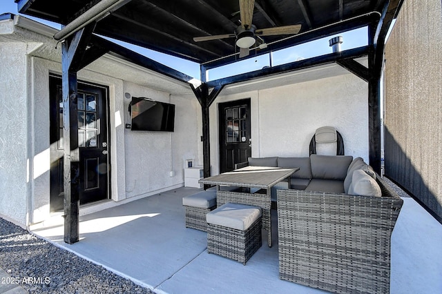 view of patio / terrace featuring outdoor lounge area and a ceiling fan