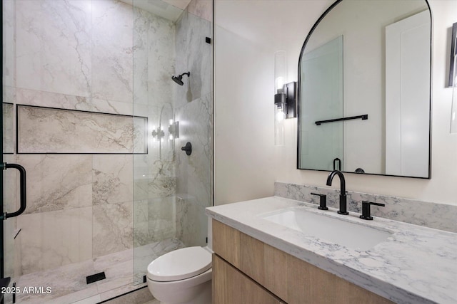 3323 N 81st St, Mesa, AZ 85207 - full bathroom featuring toilet, a shower stall, and vanity