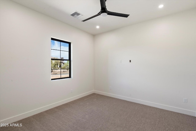 3323 N 81st St, Mesa, AZ 85207 - spare room featuring carpet floors, recessed lighting, ceiling fan, and baseboards