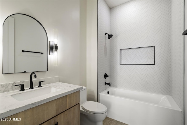 3323 N 81st St, Mesa, AZ 85207 - full bathroom featuring toilet, vanity, and shower / bathtub combination