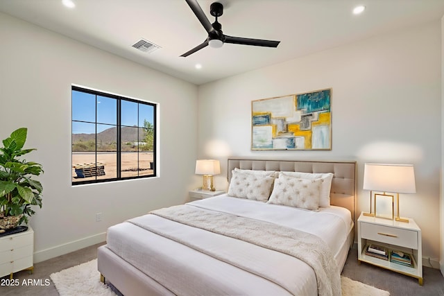 3323 N 81st St, Mesa, AZ 85207 - carpeted bedroom with recessed lighting, baseboards, and a ceiling fan