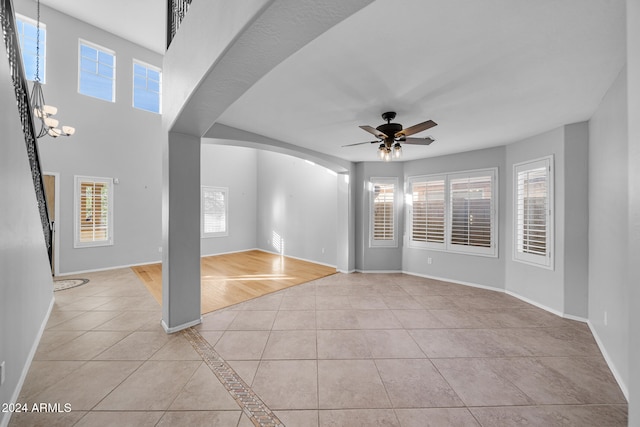 interior space with light hardwood / wood-style flooring and ceiling fan