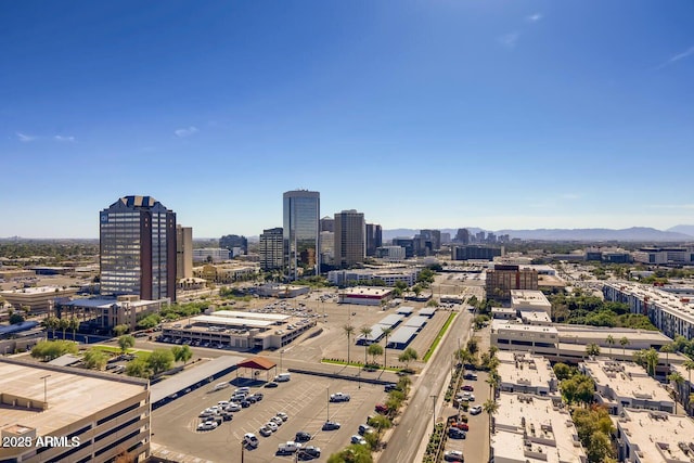 bird's eye view with a city view