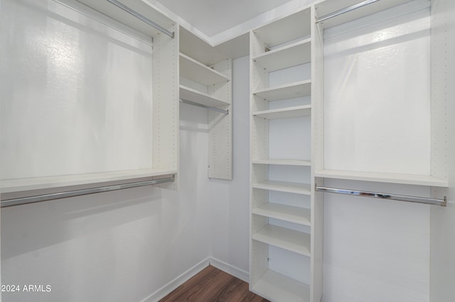 walk in closet featuring dark hardwood / wood-style flooring