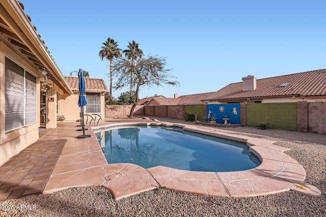 view of swimming pool with a patio