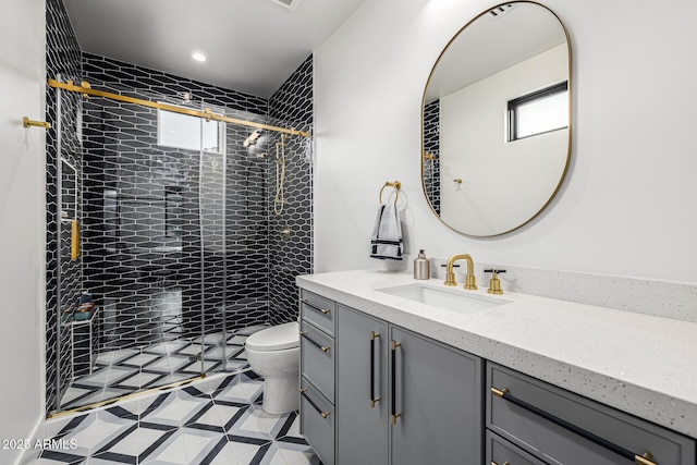 7851 N Central Ave, Phoenix, AZ 85020 - bathroom featuring vanity, toilet, and a stall shower