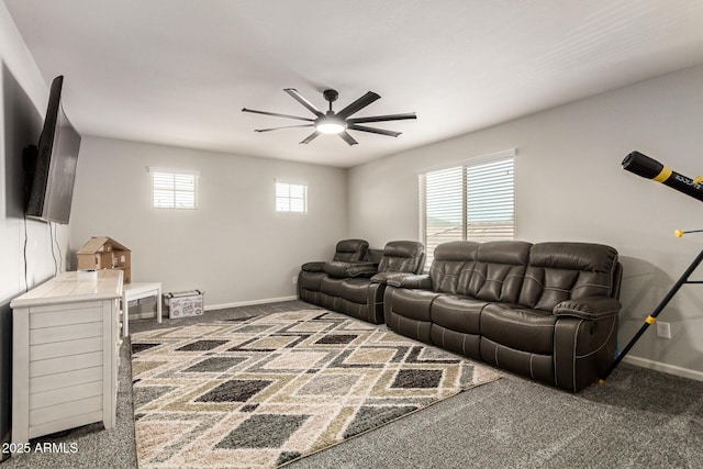 7858 W Fetlock Trl, Peoria, AZ 85383 - living area featuring carpet floors and a ceiling fan