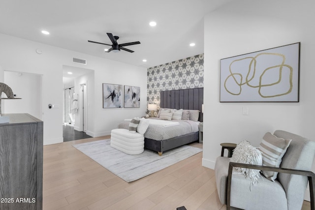 10360 N 98th St, Scottsdale, AZ 85258 - bedroom featuring baseboards, an accent wall, recessed lighting, and visible vents