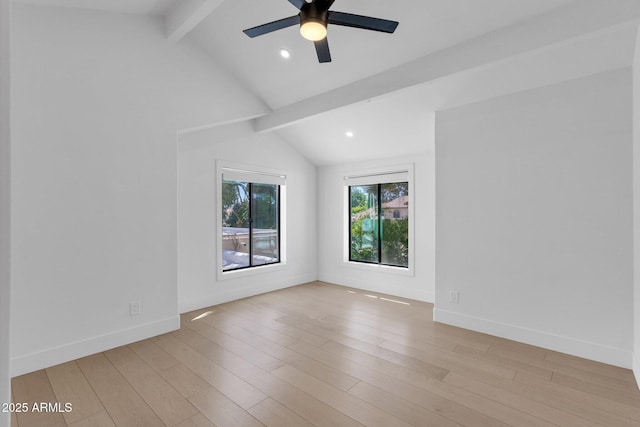 10360 N 98th St, Scottsdale, AZ 85258 - unfurnished room featuring recessed lighting, ceiling fan, lofted ceiling with beams, and light wood finished floors