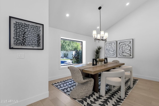 10360 N 98th St, Scottsdale, AZ 85258 - dining room with baseboards, recessed lighting, light wood-style flooring, and an inviting chandelier