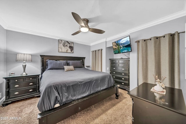 7625 E Camelback Rd Unit B138, Scottsdale, AZ 85251 - carpeted bedroom with crown molding and a ceiling fan