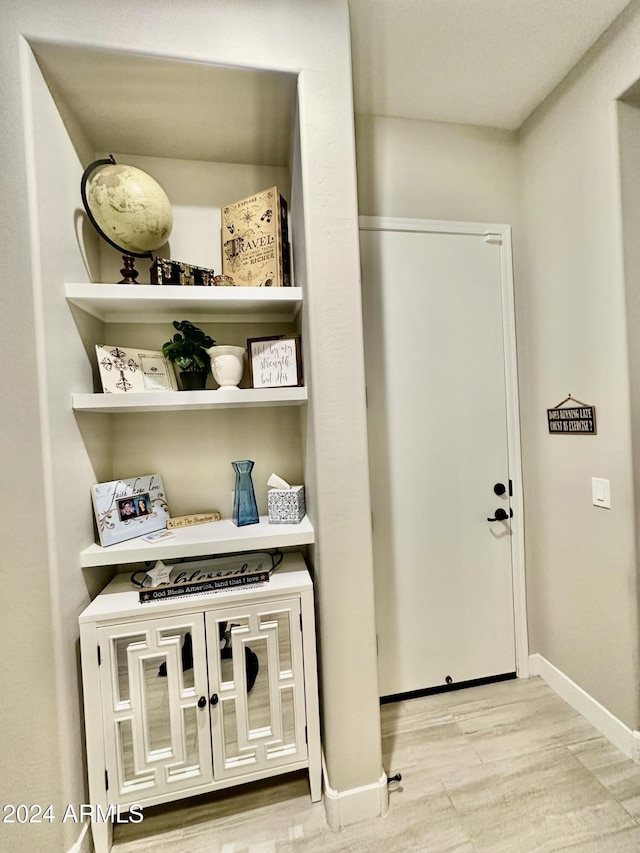 interior space with light hardwood / wood-style floors